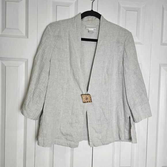 Soft Surroundings Jacket Linen Cotton Blend Beige Nature Spirit Blazer Size M - Picture 1 of 12